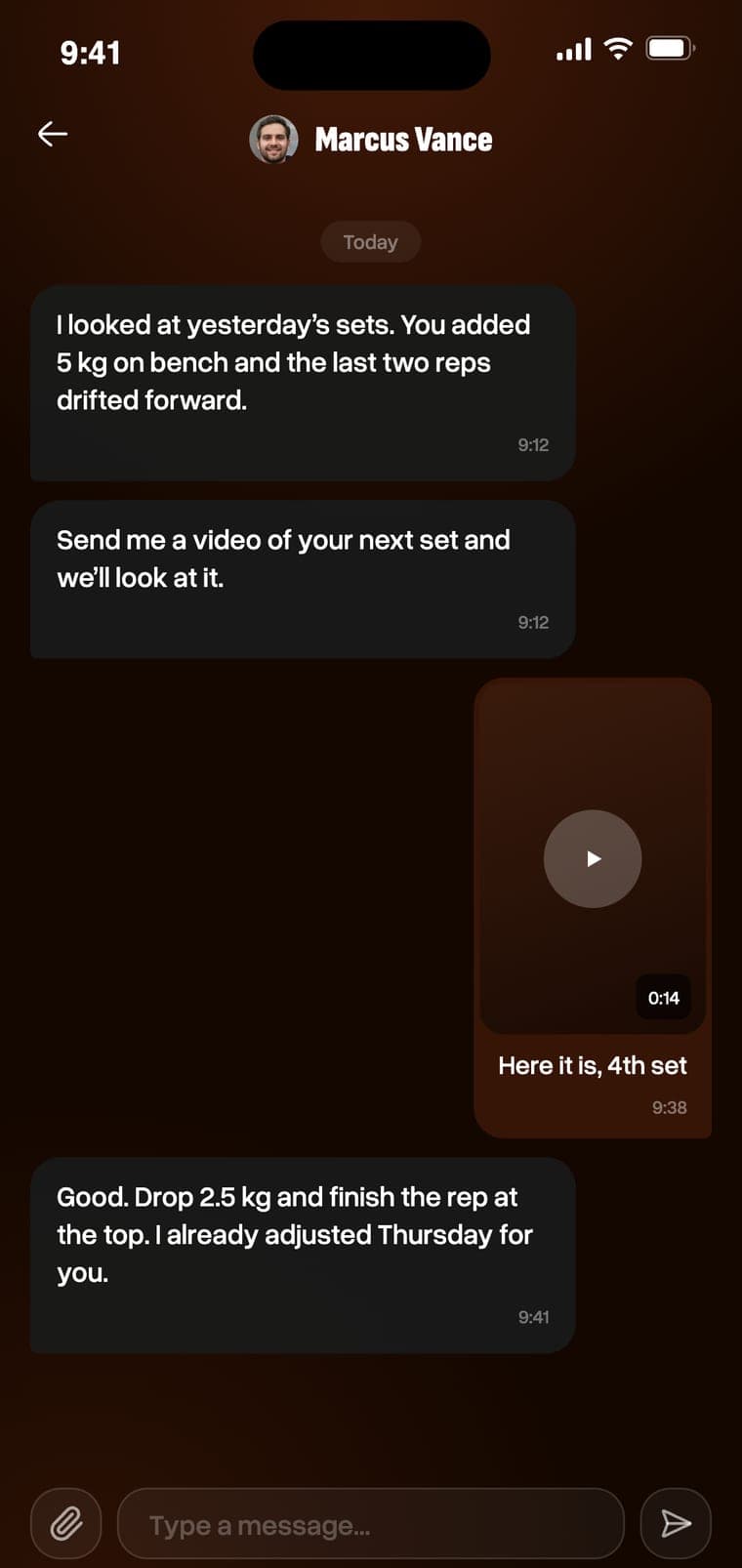 Conversation with the trainer, with a video