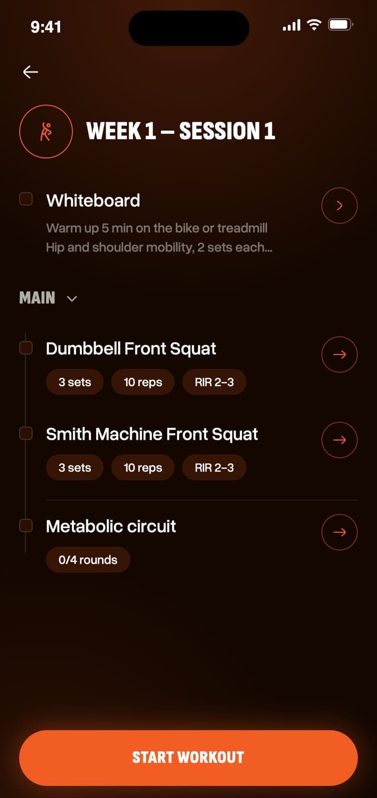 An open session with its exercises