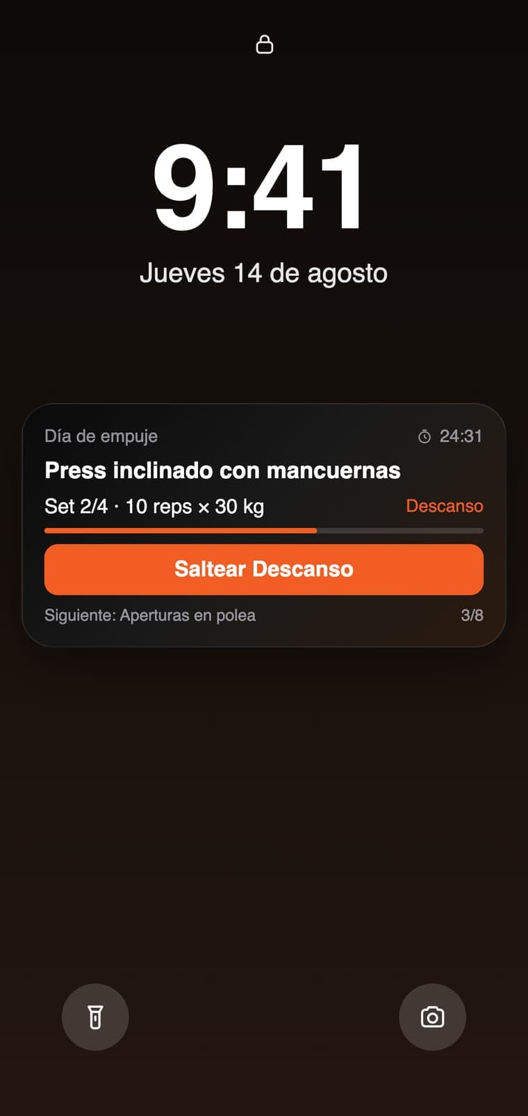 El descanso corriendo en la pantalla bloqueada