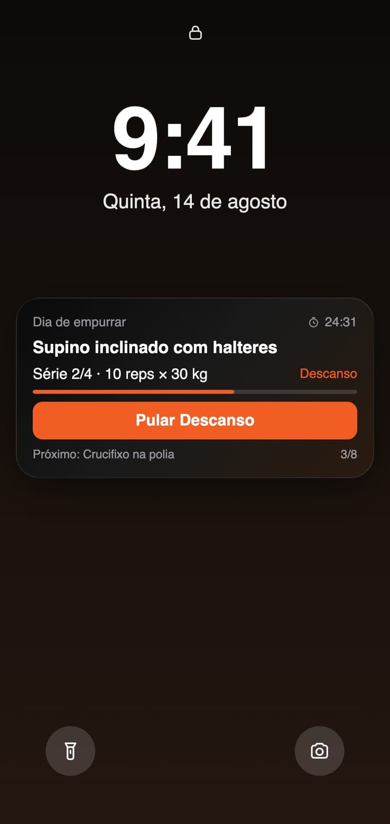 O descanso rodando na tela bloqueada