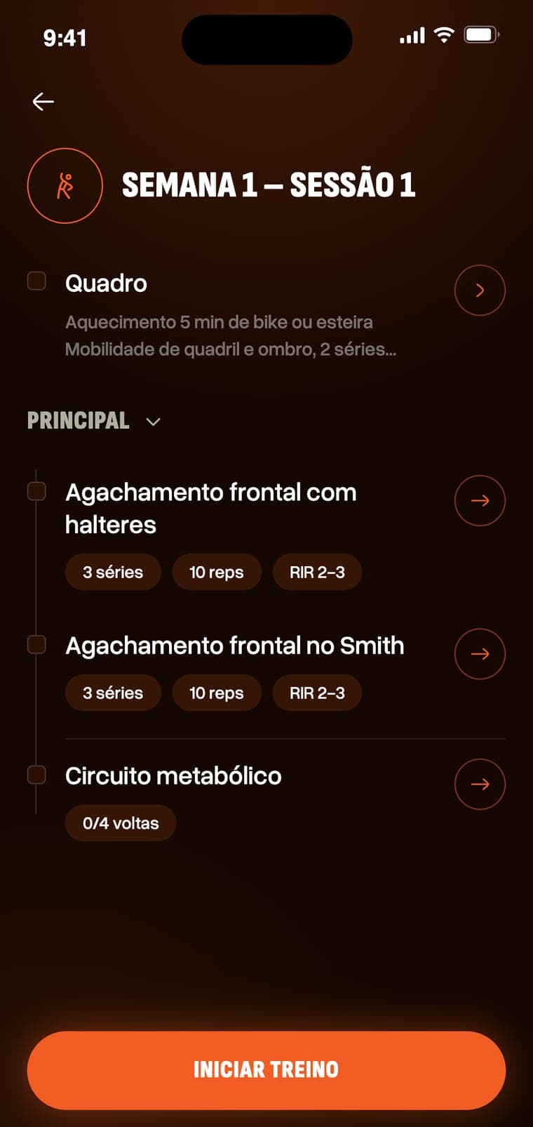 Uma sessão aberta com seus exercícios